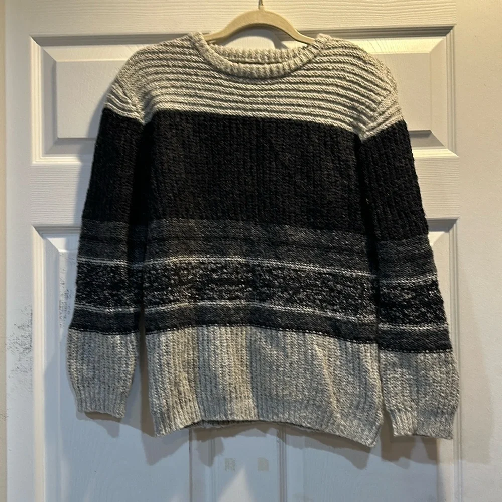 Zara Boys Chunky Knit Oversized Striped Sweater 12